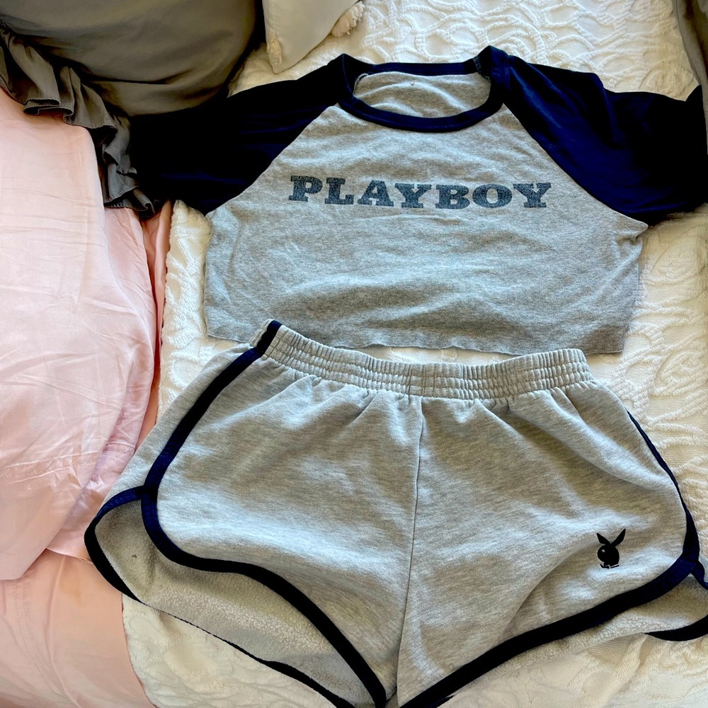 Playboy shorts and crop top set